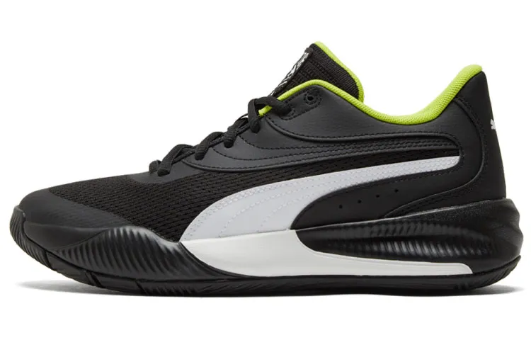 PUMA Triple Fabric Cushioning Slip Resistant Abrasion Resistant Low top Basketball Shoes Unisex Black White Green