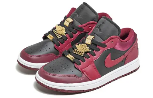 Jordan Air Jordan 1 Low Synthetic Leather Trendy Cushioning Slip Resistant Low top Vintage Basketball Shoes Women's