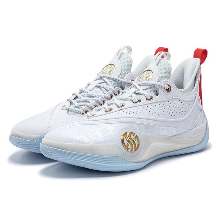 361° Zen 6 Prm Cushioning Slip Resistant Abrasion Resistant Rebound Low top Basketball Shoes Men’s White Gold