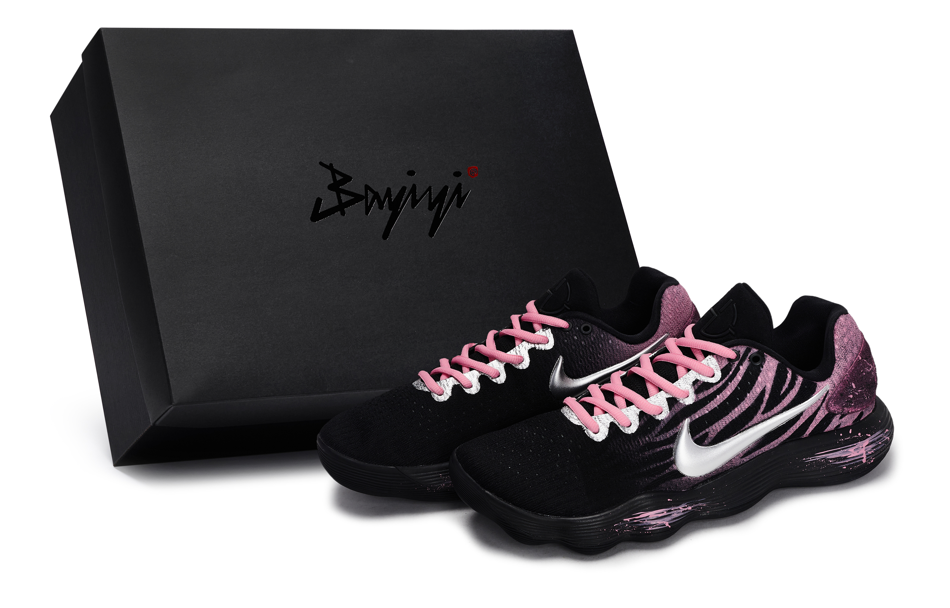 Nike Hyperdunk 2017 Mist Hunter Abrasion Resistant Low top Basketball Shoes Unisex Black Pink