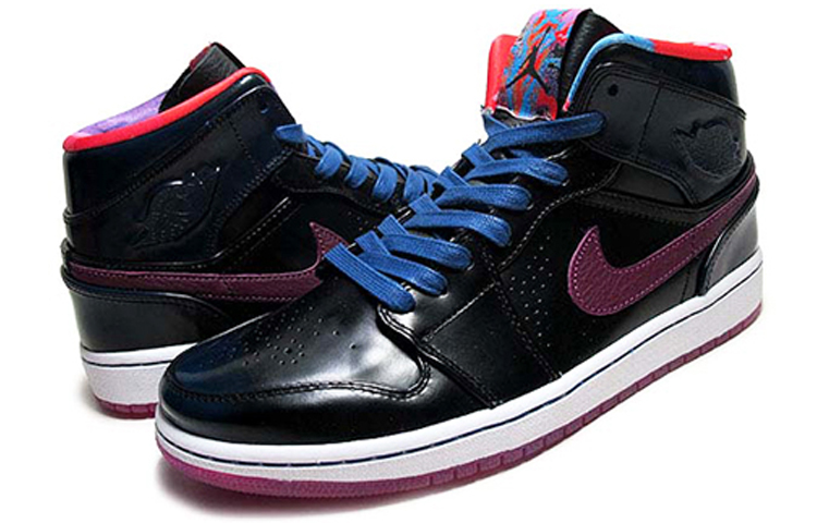 Мужские кроссовки Jordan Air Jordan 1 Retro Year of the Horse (черно-пурпурные) — 皇家蓝色/红紫色 /黑/白 — фото 4