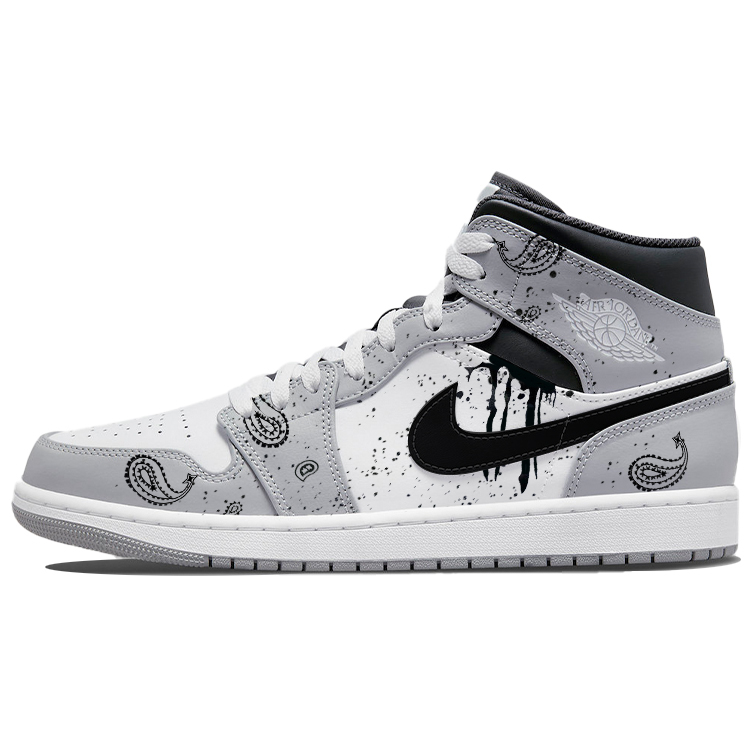 Jordan Air Jordan 1 Vintage Basketball Shoes Men's Mid Top White/Gray