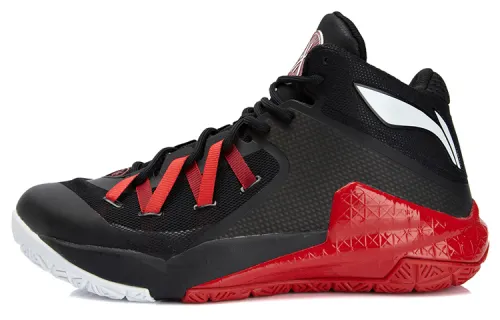 LiNing Li Ning Team Shang 3 Wade Series Shock Absorption Mid-top Basketball Shoes Men and Women Same Style Black and Red