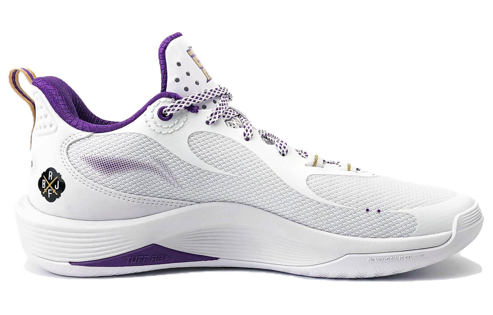 Li Ning Basketball Shoes Men’s Low Top White/Purple/Gold