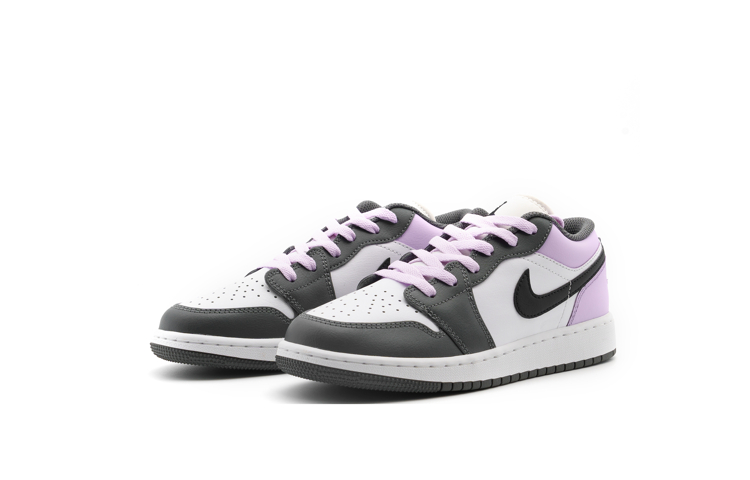 Jordan Air Jordan 1 Cushioning Slip Resistant Abrasion Resistant Low top Vintage Basketball Shoes Unisex Gray Purple