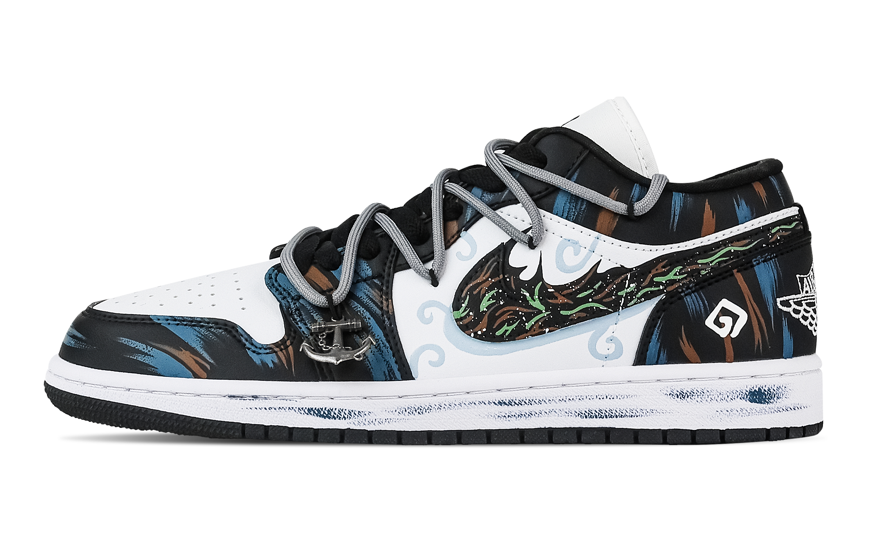 Jordan Air Jordan 1 Sea Dark Flame, Heart Box Low top Vintage Basketball Shoes Unisex Black