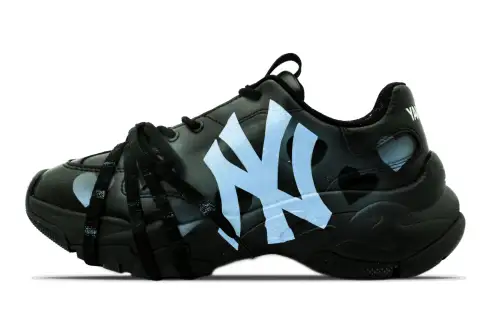 MLB Big Ball Chunky Artificial Leather Abrasion Resistant Height Increasing Low top Chunky Sneakers Unisex Black Blue