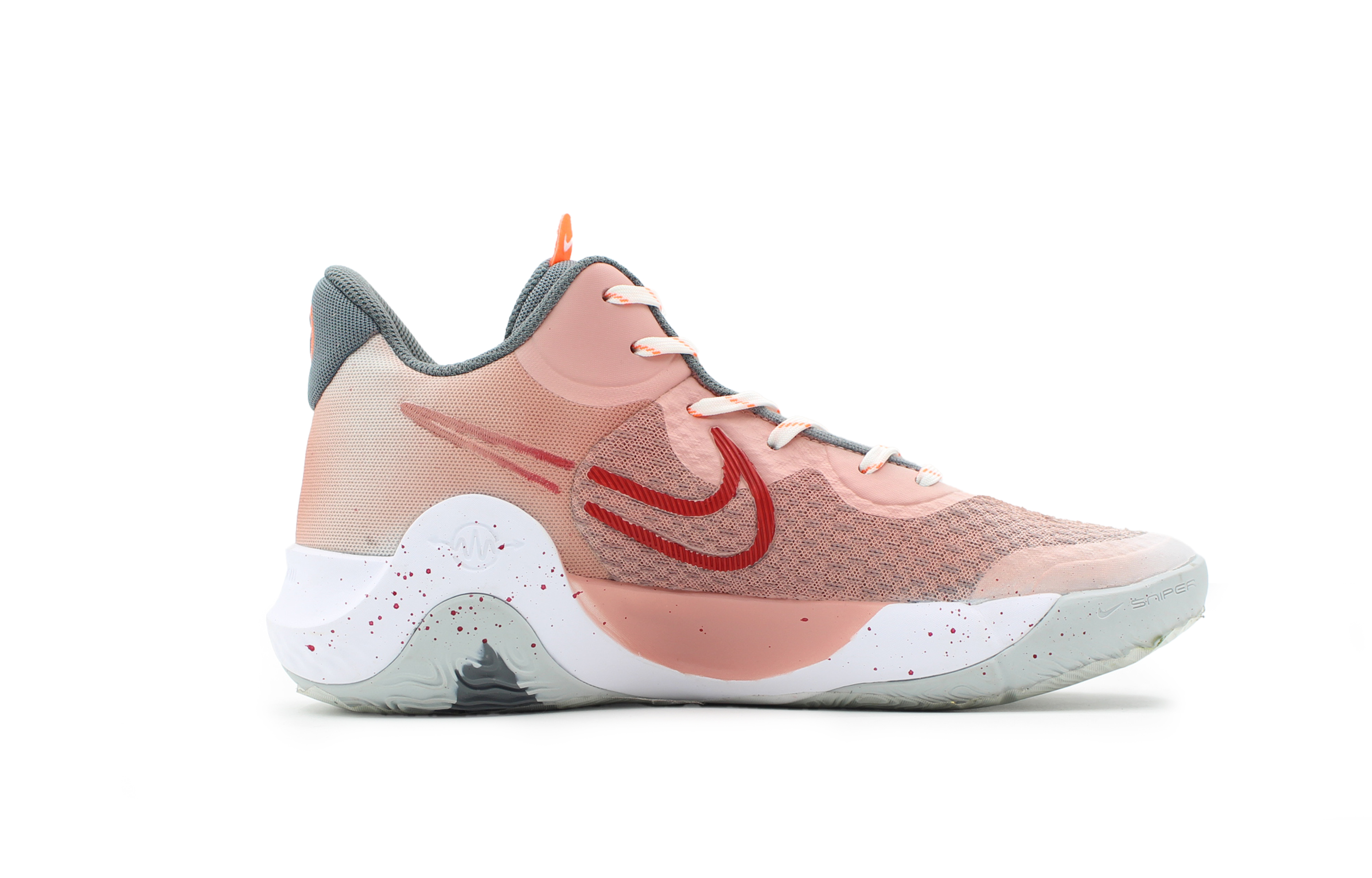 Nike KD Trey 5 IX Mesh Slip Resistant Abrasion Resistant Mid top Basketball Shoes Unisex Gray Pink