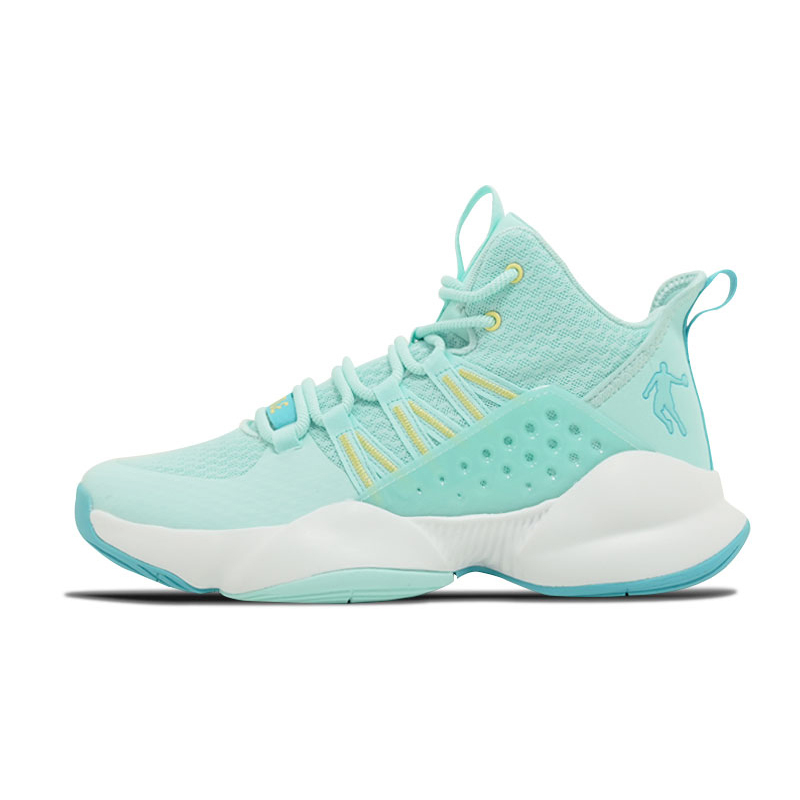 QIAODAN Slip Resistant, Abrasion Resistant, Breathable Mid top Basketball Shoes Men’s Tranquil Blue