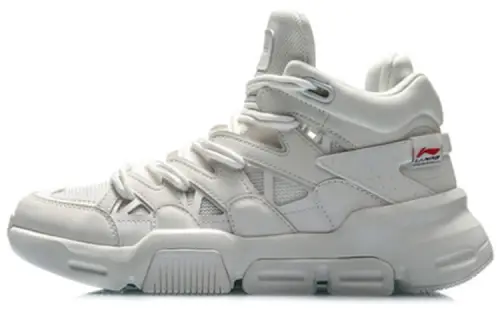 Li Ning Cushioning Slip Resistant Abrasion Resistant High top Vintage Basketball Shoes Women's White