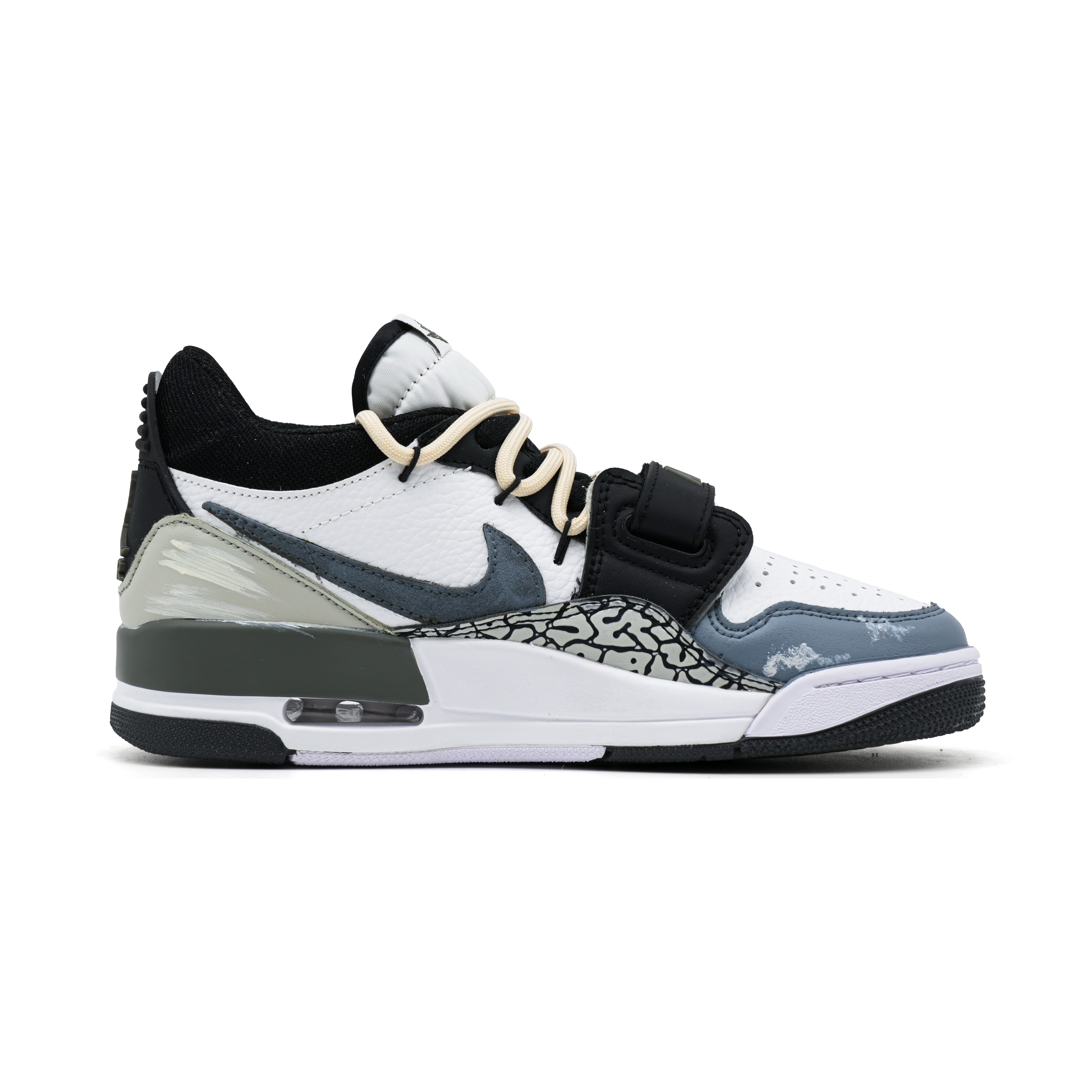 Jordan Legacy 312 Fading Radiance Cushioning, Wear Resistant Low top Vintage Basketball Shoes Unisex Black White Gray