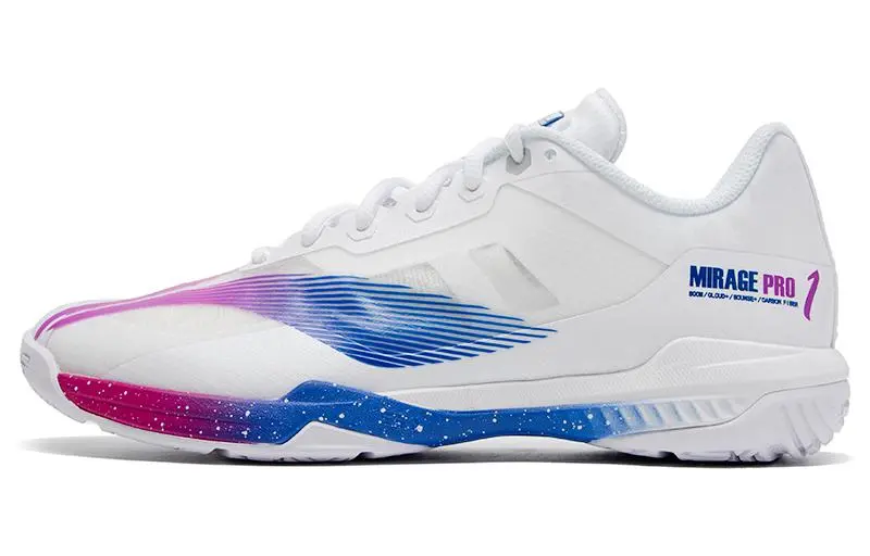 Li Ning Shadow Speed Pro Badminton Shoes Unisex Low Top Standard White/Fluorescent Plum Red Purple