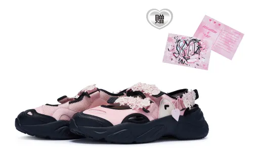 FILA FUSION 811 Manufacturing, Flower Zhi Girlish Beach Sandals Women's Pink Black