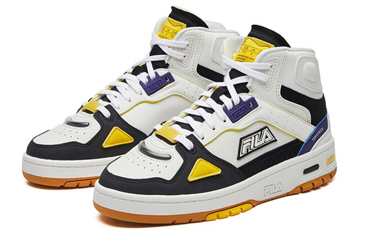 FILA FUSION Teratach Textile, Synthetic Leather Mid top Vintage Basketball Shoes Women’s White Black