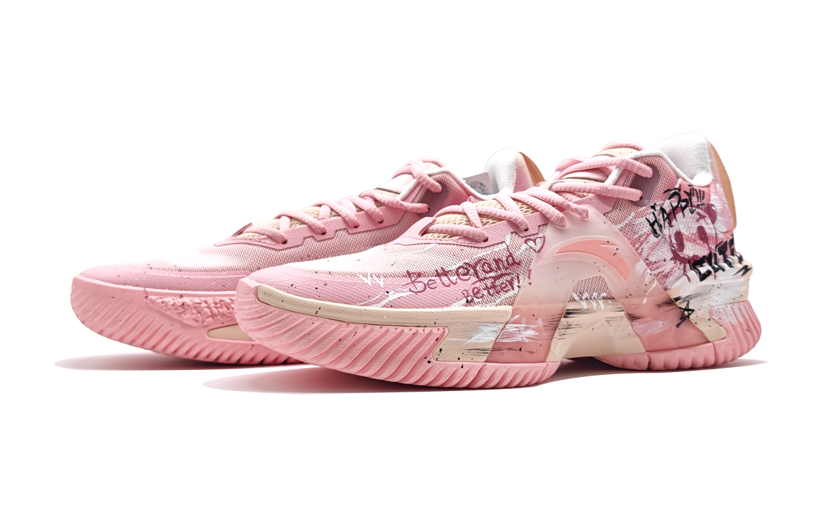 Anta Airspace 5 Slip Resistant Abrasion Resistant Low top Basketball Shoes Unisex Pink