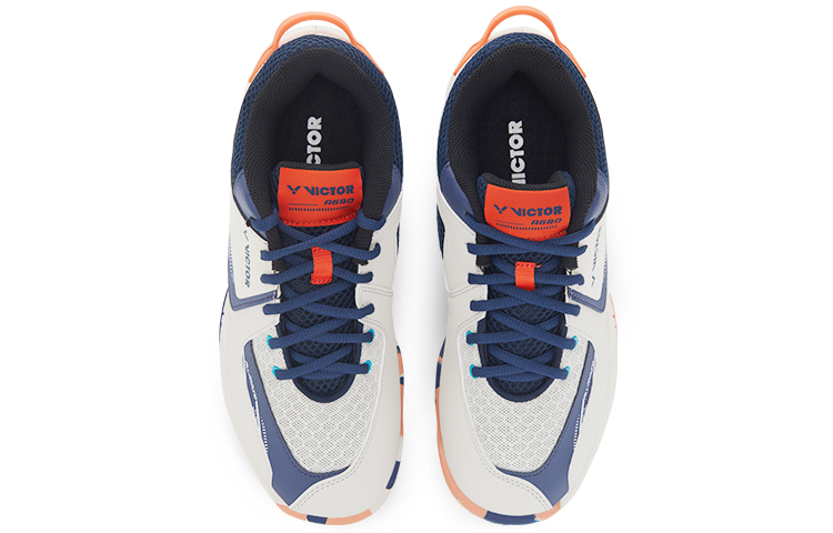 VICTOR Slip Resistant Abrasion Resistant Low top Badminton Shoes Unisex Khaki Navy Blue