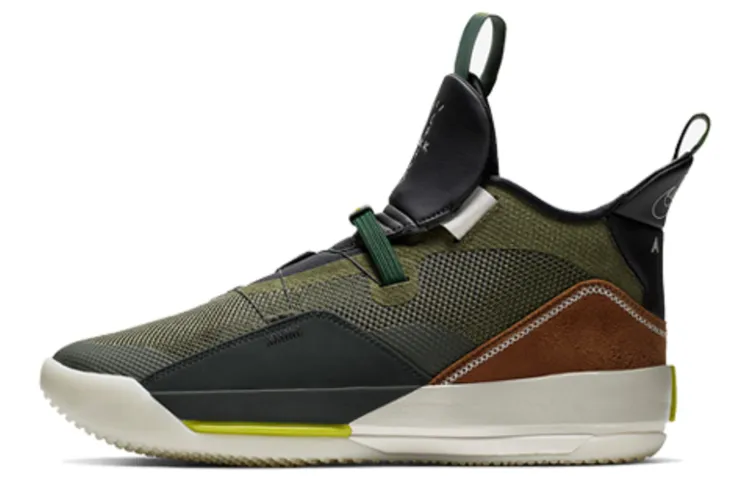 Jordan x Travis Scott Air Jordan 33 Rebound High top Performance Basketball Shoes Men's Olive Green
