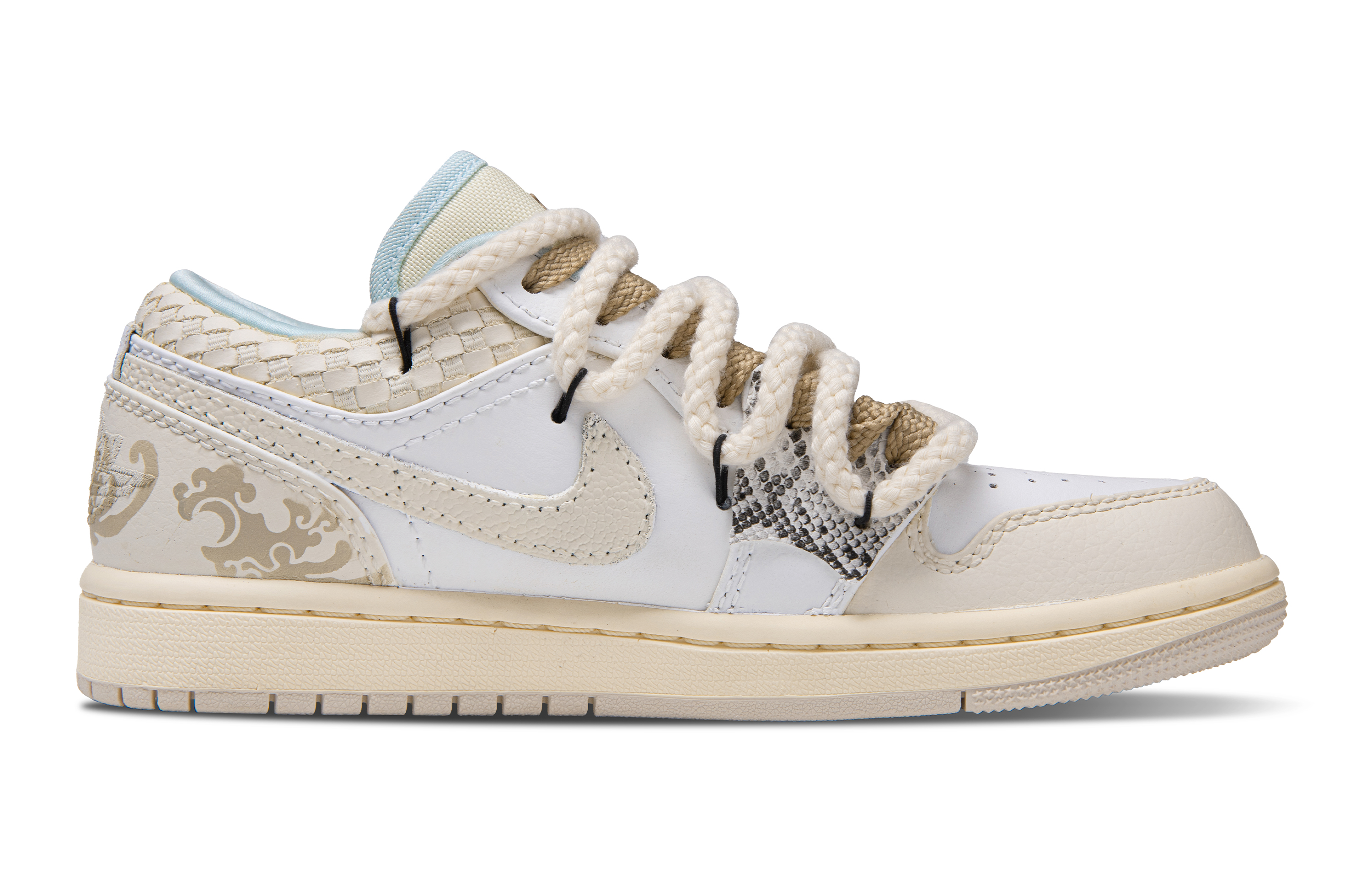 Jordan Air Jordan 1 Snake Ruyi Abrasion Resistant Low top Vintage Basketball Shoes Women’s Beige