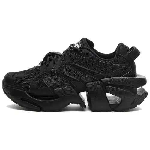 FILA Space Textile, Synthetic Leather, TPU Low top Chunky Sneakers Women's Black
