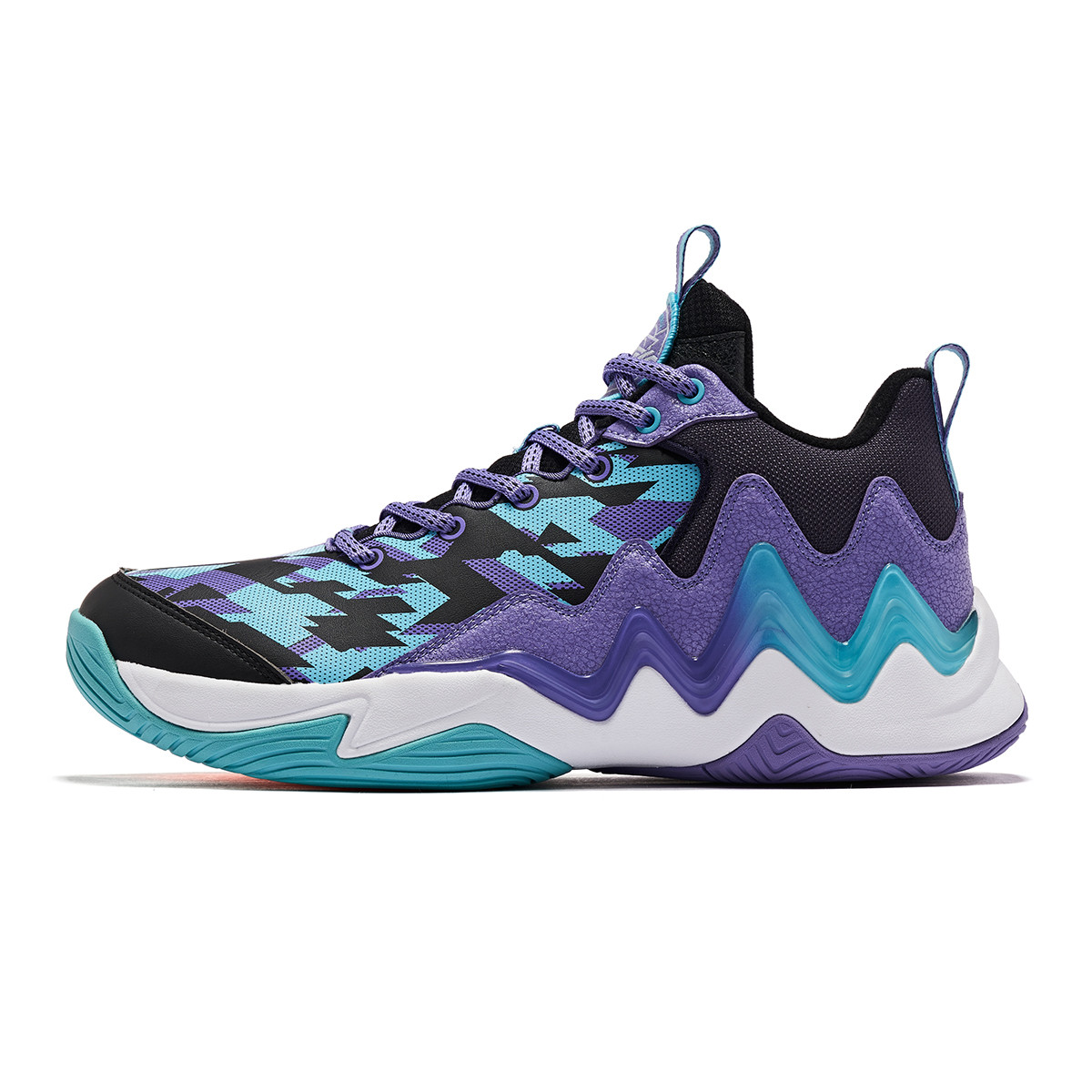 QIAODAN Cushioning Abrasion Resistant Thermal Low top Basketball Shoes Men’s Black Purple