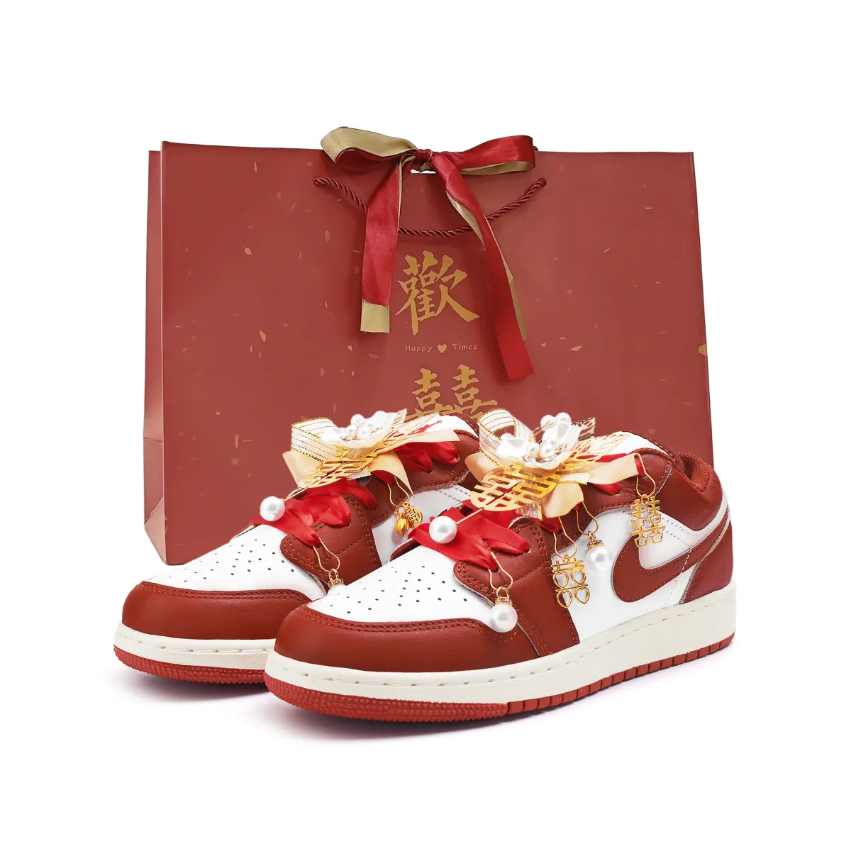 Jordan Air Jordan 1 Abrasion Resistant Slip Resistant Low top Vintage Basketball Shoes Women's Red