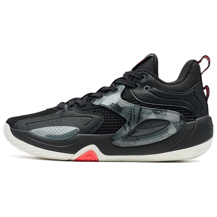 XTEP Cushioning Slip Resistant Abrasion Resistant Mid top Basketball Shoes Men’s Black