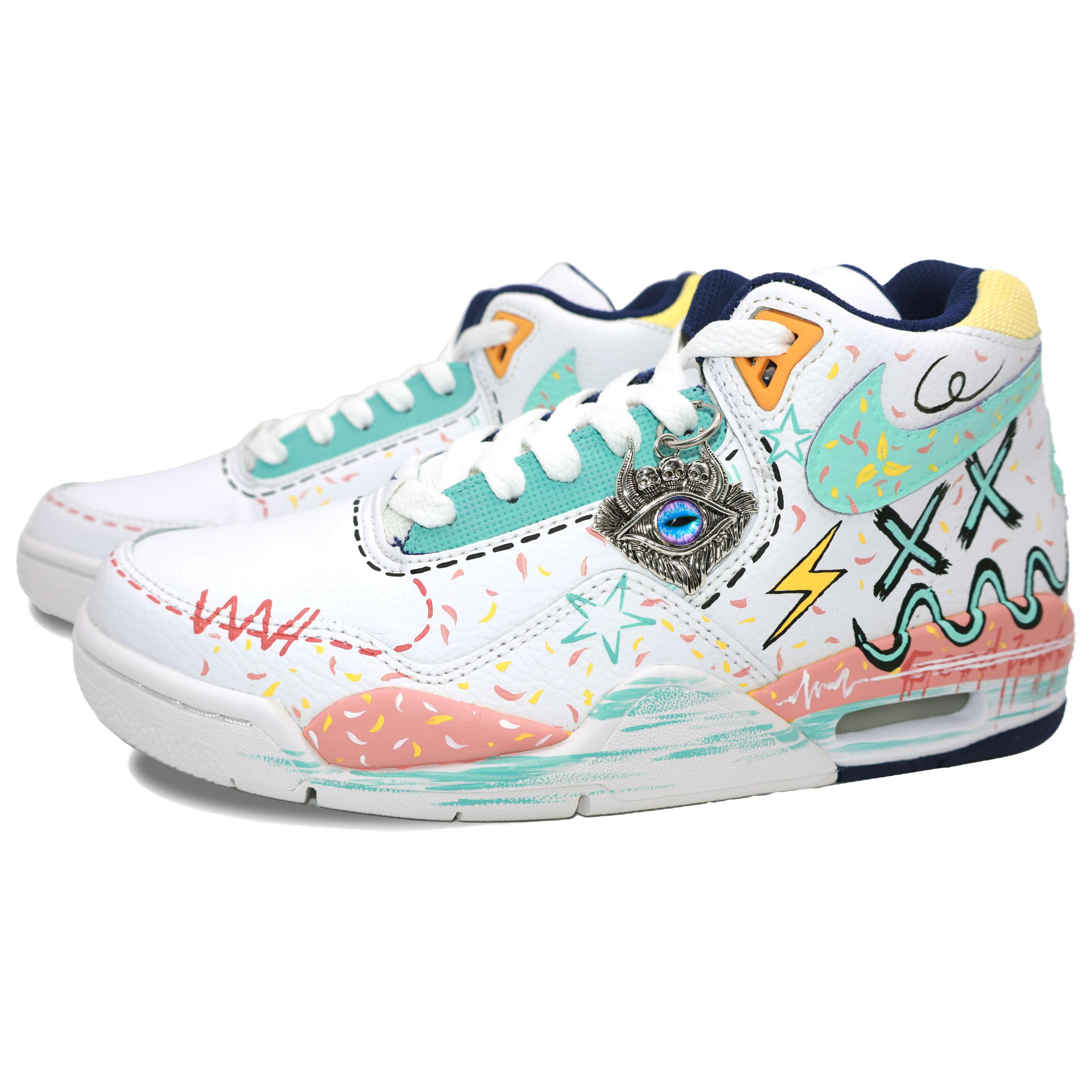Nike Flight Legacy Mid top Basketball Shoes Unisex White Cyan