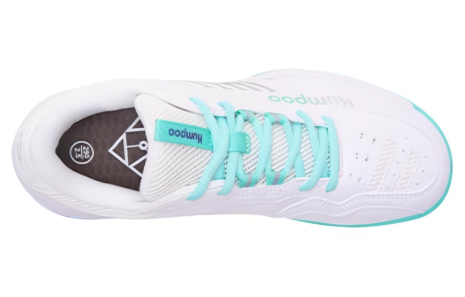 KUMPOO Colored Glaze Mesh, Synthetic Leather Cushioning, Wear Resistant Low top Badminton Shoes Unisex White Green