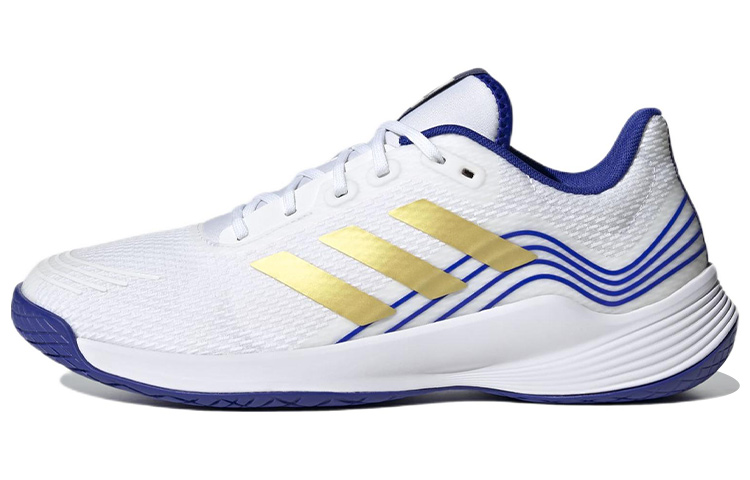 Adidas Novaflight lightweight wear-resistant non-slip low-top volleyball shoes for men and women white blue gold