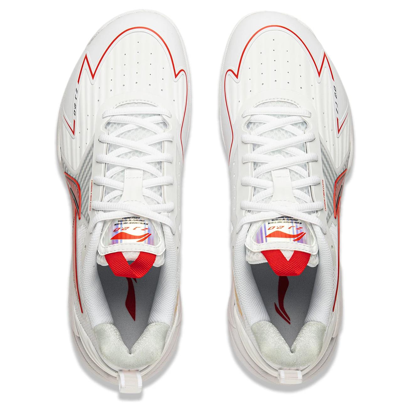 Li Ning Slip Resistant, Abrasion Resistant, Breathable Low top Badminton Shoes Unisex White Red