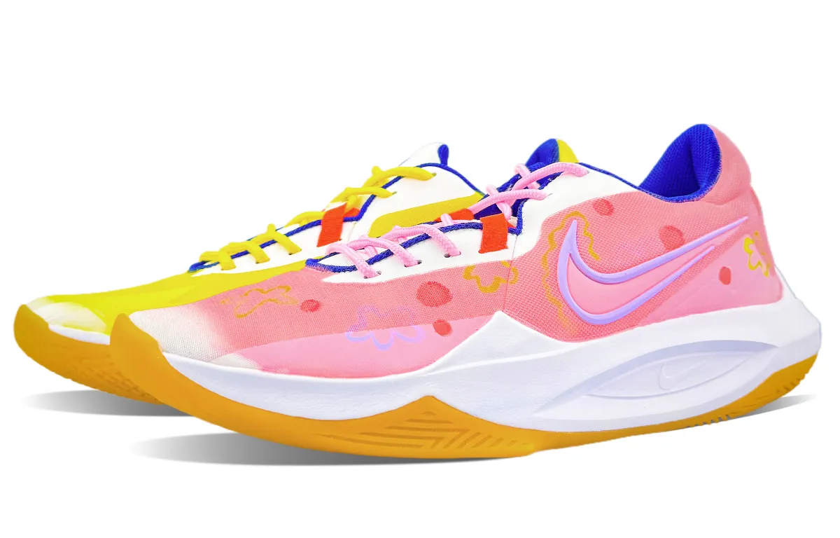 Nike Precision 6 Abrasion Resistant Low top Basketball Shoes Men's Pink Yellow