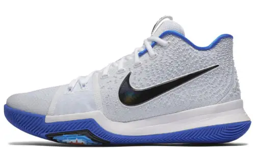 Nike Kyrie 3 Hyper Cobalt Duke Kyrie 3 Round Toe Lace Shock Absorbing Support Mid Top Practical Basketball Shoes Men's White Blue