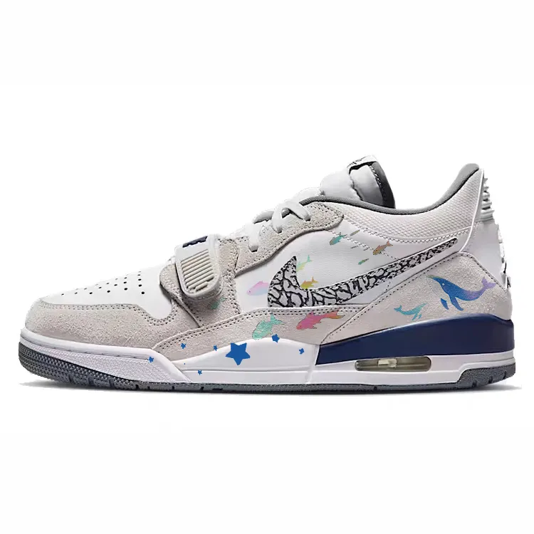 Jordan Legacy 312 Abrasion Resistant Slip Resistant Low top Vintage Basketball Shoes Men's Gray White