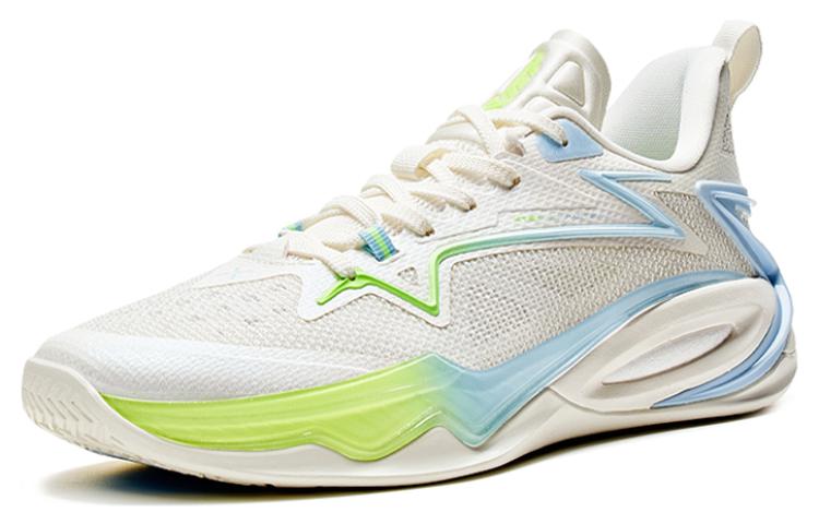 XTEP Light Attack 2 Cushioning Slip Resistant Abrasion Resistant Low top Basketball Shoes Men’s White Blue Green