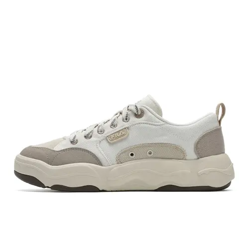 FILA BURGER Hamburger Shoes Abrasion Resistant Lightweight Low top Canvas Shoes Men's White Yellow