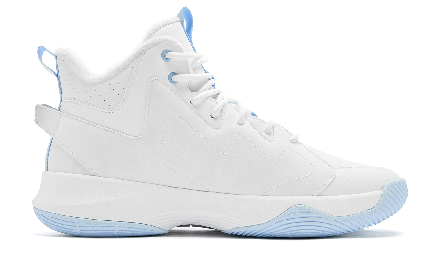 QIAODAN Basketball Shoes Men’s High Top Jordan White/Glacier Blue