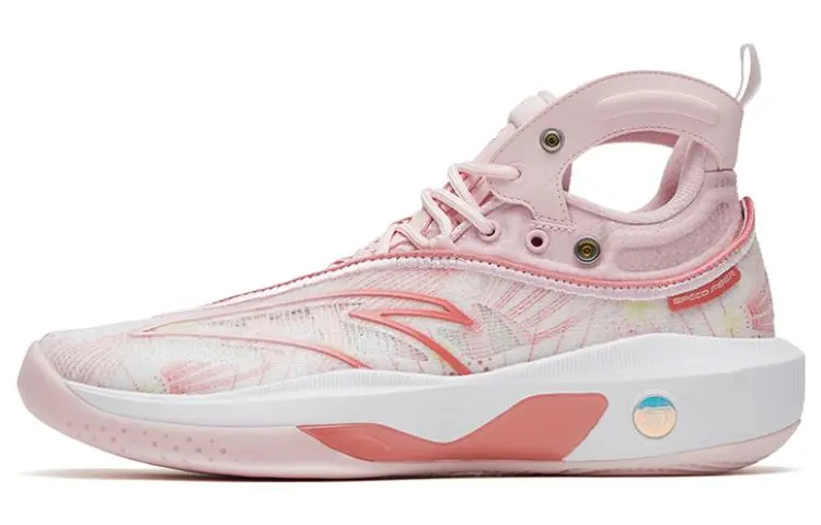 Anta KT8 520 Cushioning Slip Resistant Abrasion Resistant High top Performance Basketball Shoes Men's Pink White