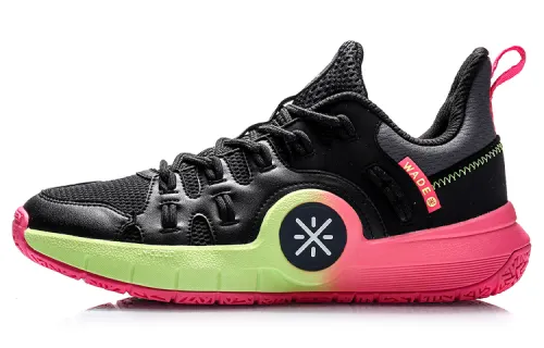 LiNing Wade's Way Color Matching Shock Absorption Rebound Low Top Basketball Shoes Men's Black Pink