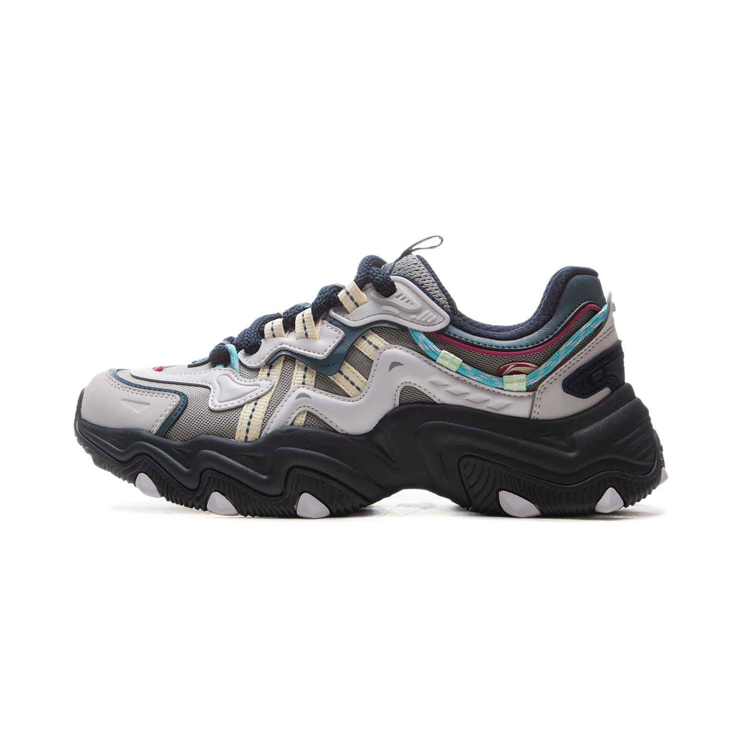 Li Ning Cat Paw Lite 2 Slip Resistant, Abrasion Resistant, Height Increasing Low top Chunky Sneakers Women's Gray Black