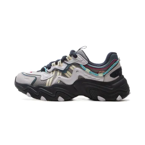 Li Ning Cat Paw Lite 2 Slip Resistant, Abrasion Resistant, Height Increasing Low top Chunky Sneakers Women's Gray Black