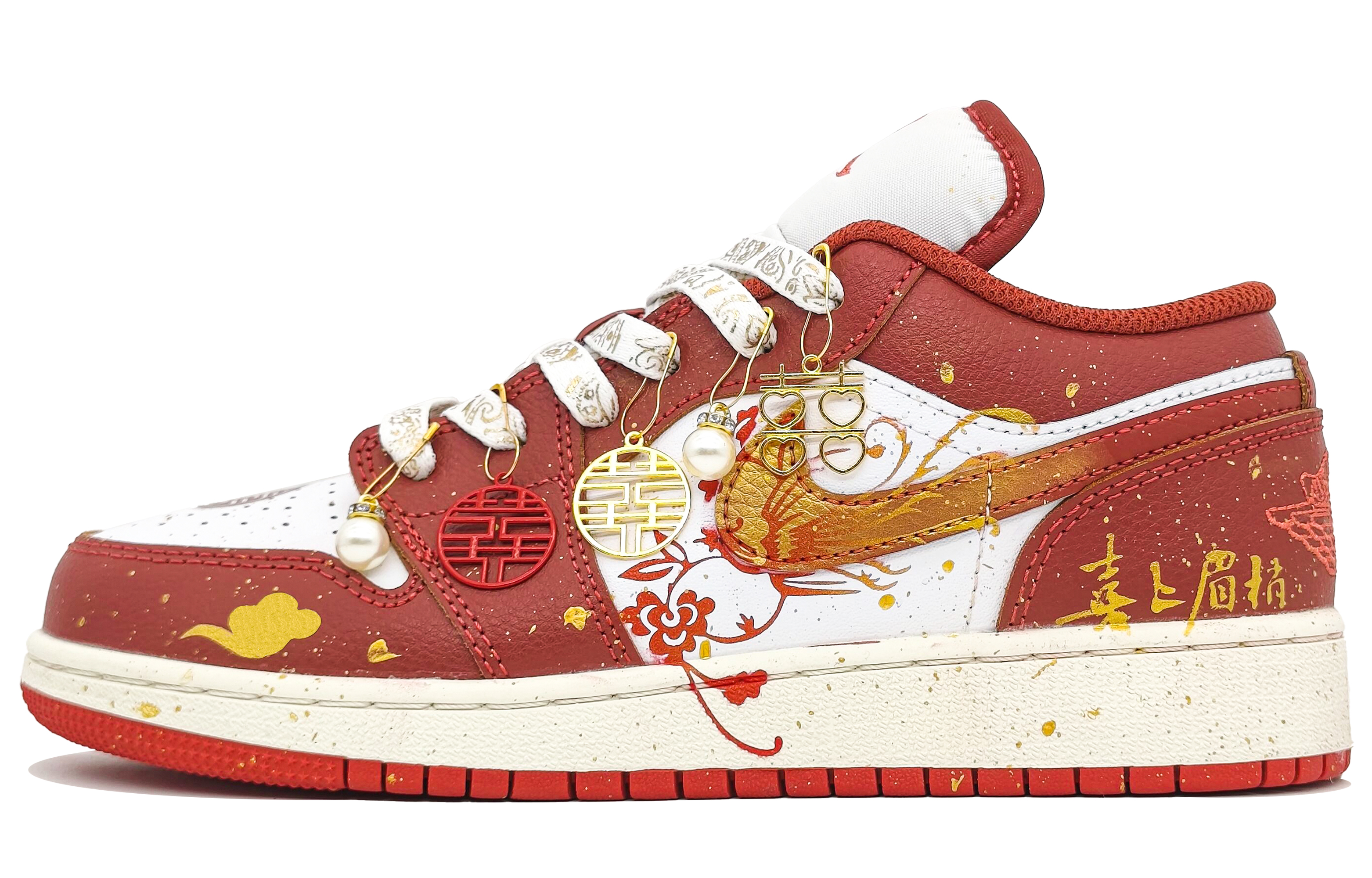 Jordan Air Jordan 1 Abrasion Resistant Abrasion Resistant Low top Vintage Basketball Shoes Unisex Red