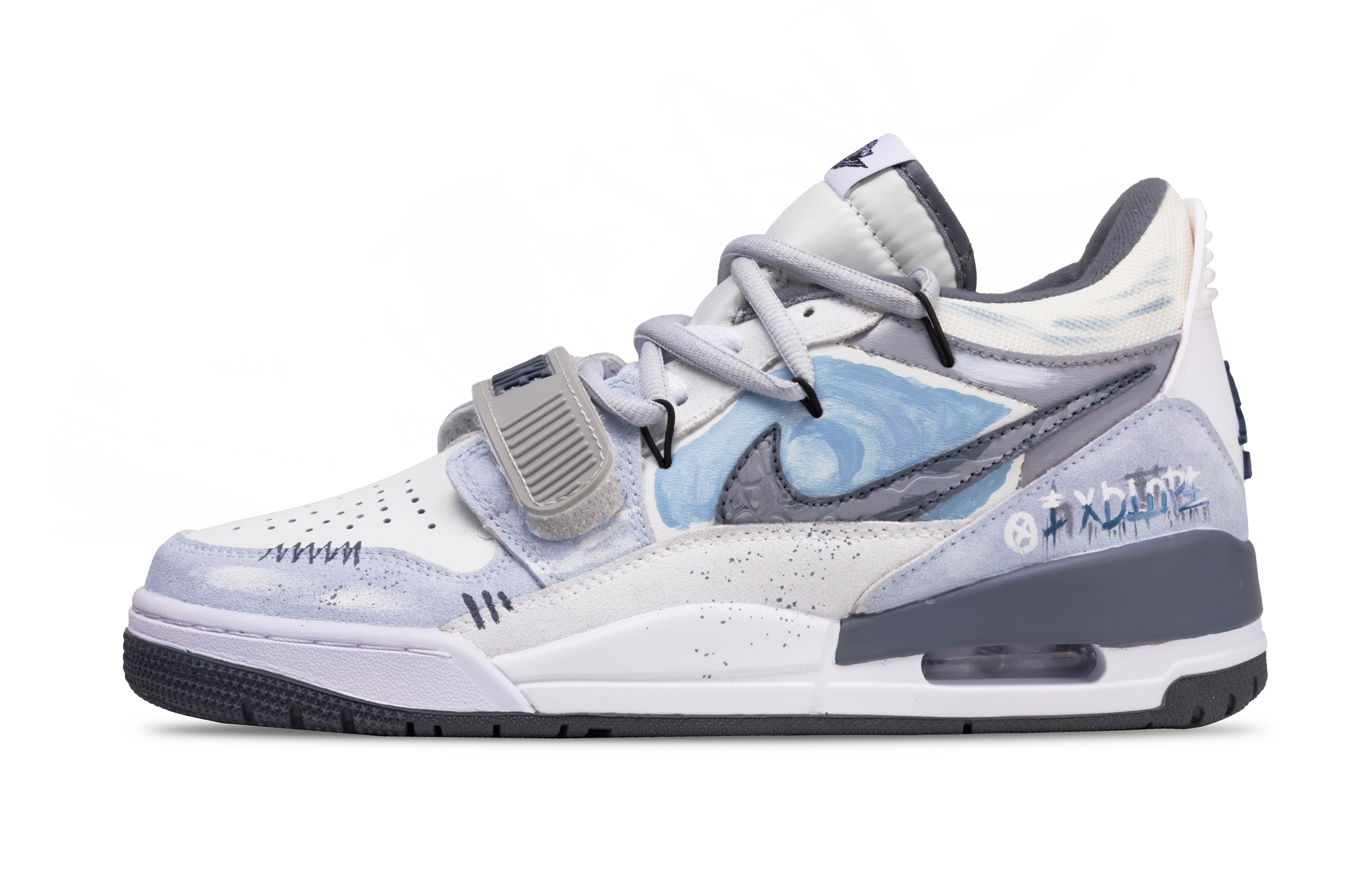 Jordan Legacy 312 Time Swirl Abrasion Resistant Abrasion Resistant Low top Vintage Basketball Shoes Men’s White Blue