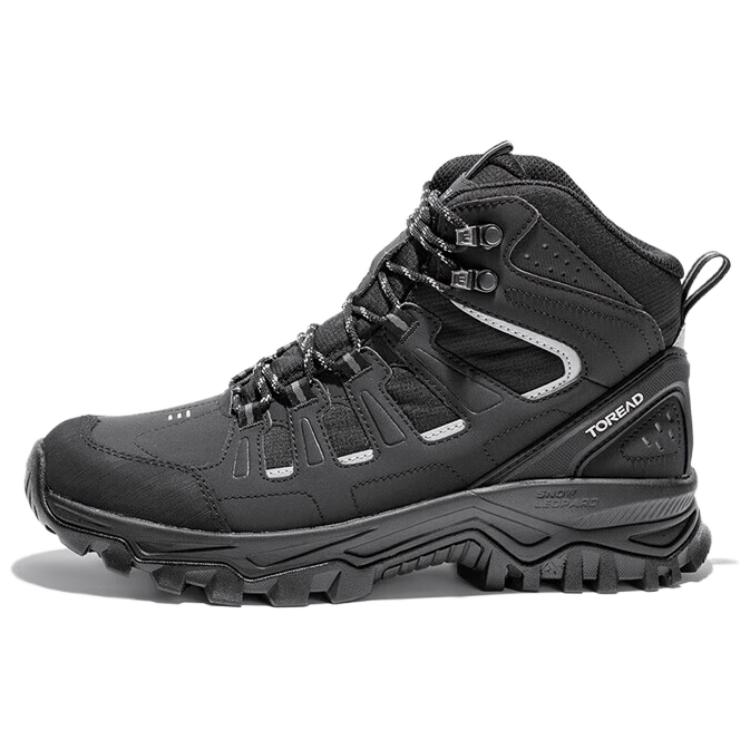 TOREAD Cushioning Slip Resistant High top Mountaineering Shoes Men’s Black Gray