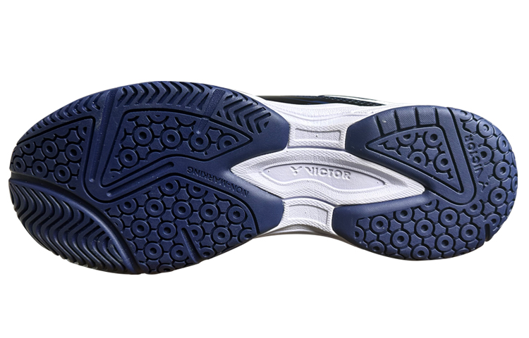 VICTOR Cushioning Slip Resistant Abrasion Resistant Low top Badminton Shoes Unisex White Navy Blue
