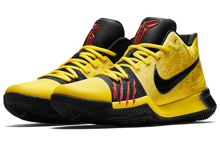Мужские кроссовки Nike Kyrie 3 Mamba Mentality Bruce Lee OG (желто-черно-красные) — Жёлтый / чёрный / красный — фото 3