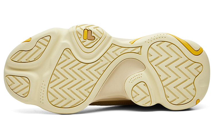 FILA FUSION Handle Synthetic Leather Low top Vintage Basketball Shoes Women’s White Yellow