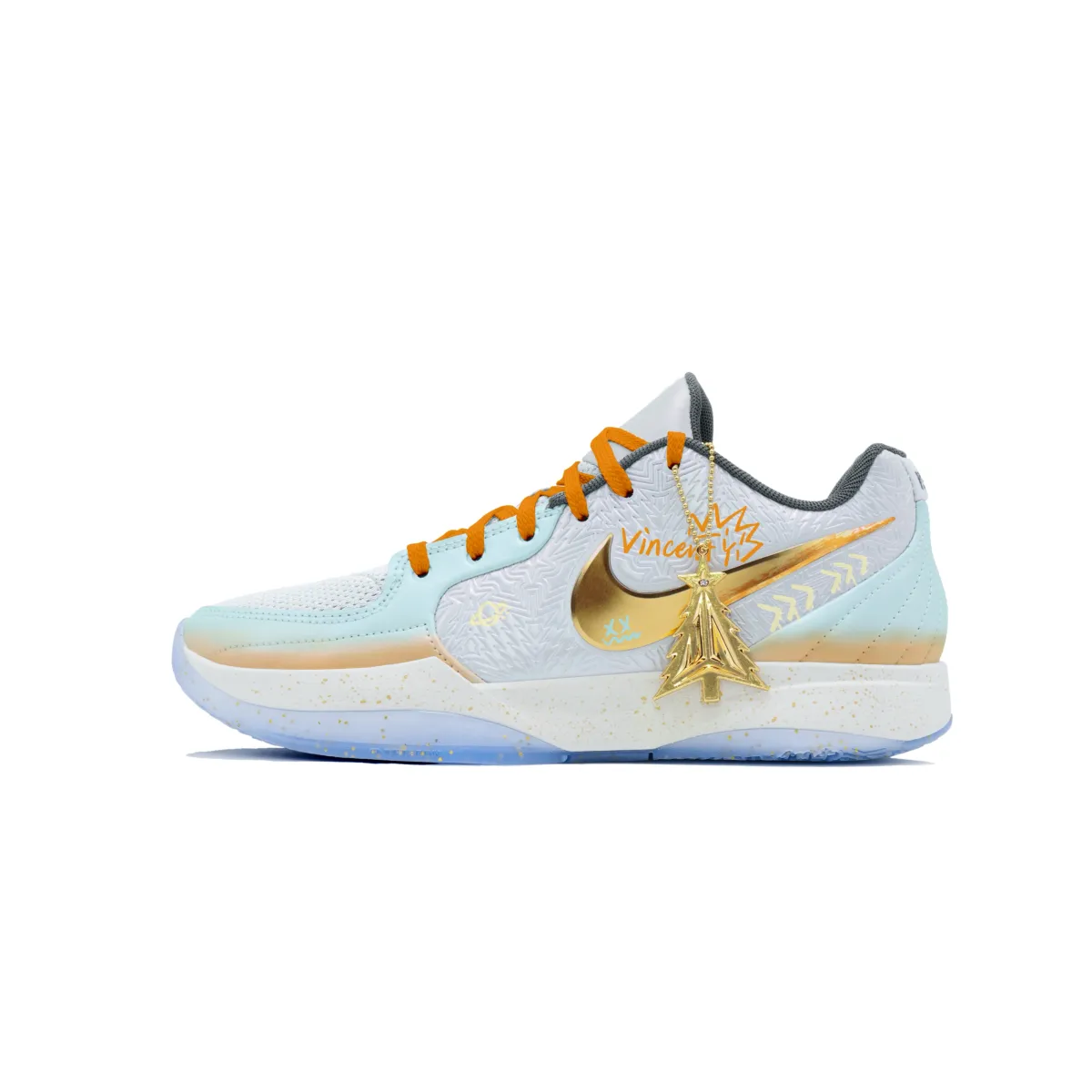 Nike Ja 2 Cushioning Slip Resistant Abrasion Resistant Low top Basketball Shoes Men's Cyan Orange