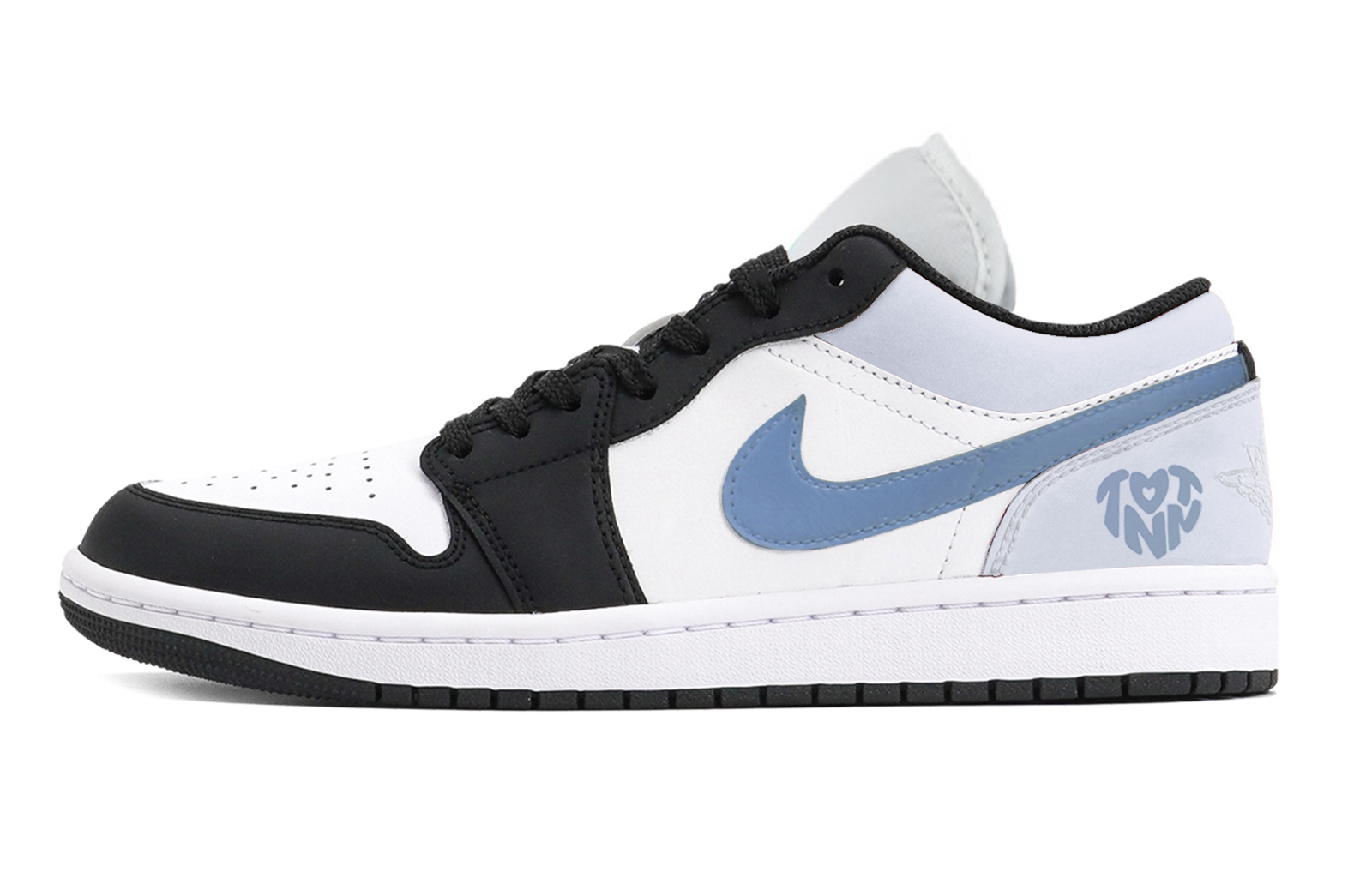 Jordan Air Jordan 1 Puppy Fragment Cushioning Slip Resistant Low top Vintage Basketball Shoes Men's Black Blue