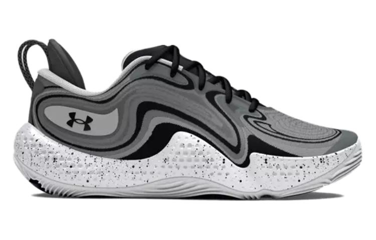 Under Armour UA Spawn 6 Slip Resistant Abrasion Resistant Low top Basketball Shoes Unisex Black Gray