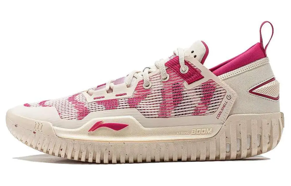 Li Ning BadFive 3 Low top Basketball Shoes Men's Beige White Pink